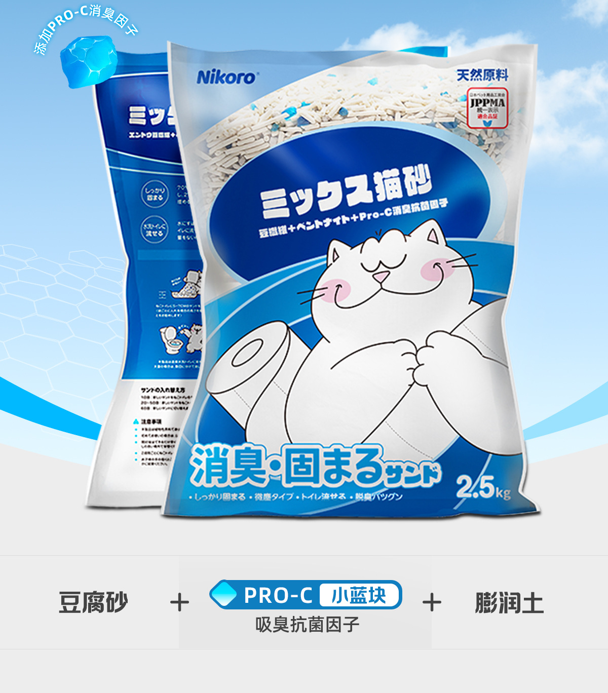 日本nikoro妮可露猫砂混合豆腐膨润土奶香樱花茉莉纯木薯除臭猫沙详情5