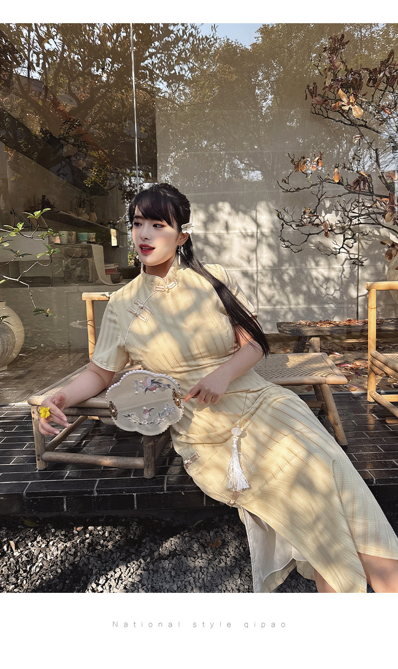 56146 French Summer Cheongsam 2025 New Style, everyday style, striped retro retro young cheongsam from the Republic of China era, large size pic 17