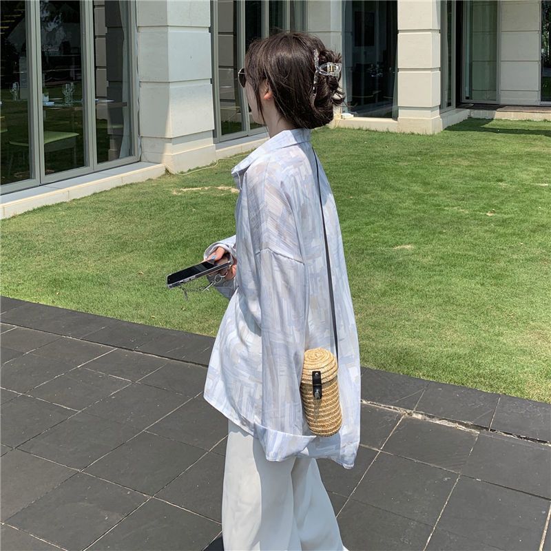 扎染长袖防晒衬衫女夏季薄款设计感小众别致吊带详情11