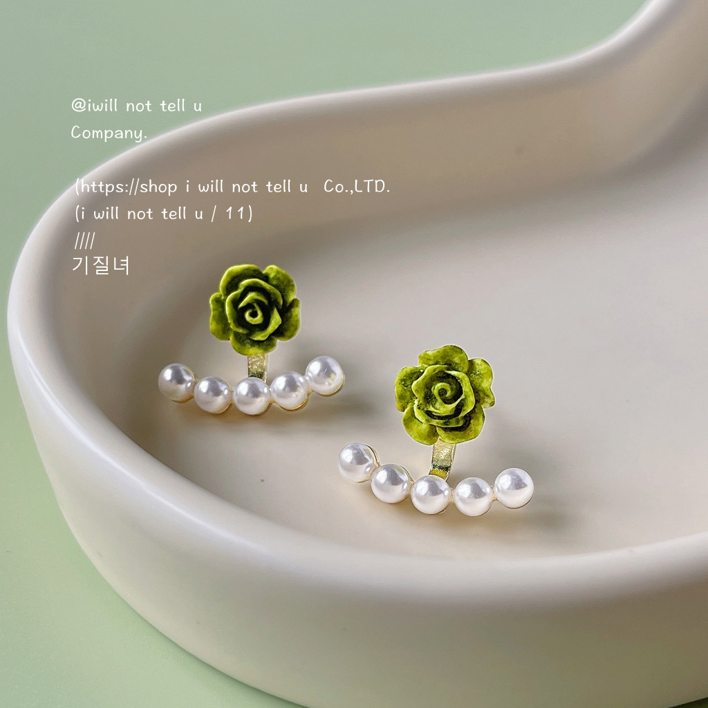 Forest-themed fresh and delicate ~925 silver needle, a pair of pearl flower stud earrings plated with 14K gentle earrings and earring accessories pic 3