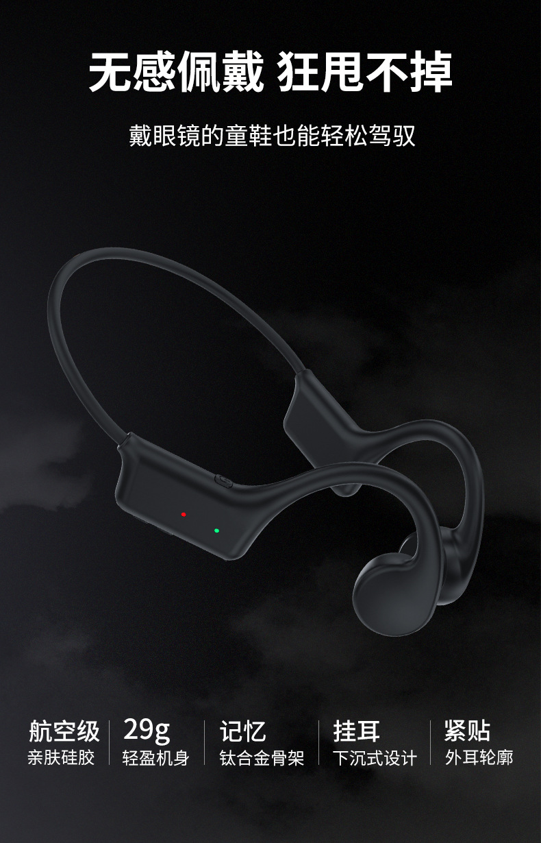Amazon Cross-border Bone conduction Headphones Bluetooth 5.3 wireless sports headphones, no in-ear, ultra-long battery life, Huaqiangbei pic 12