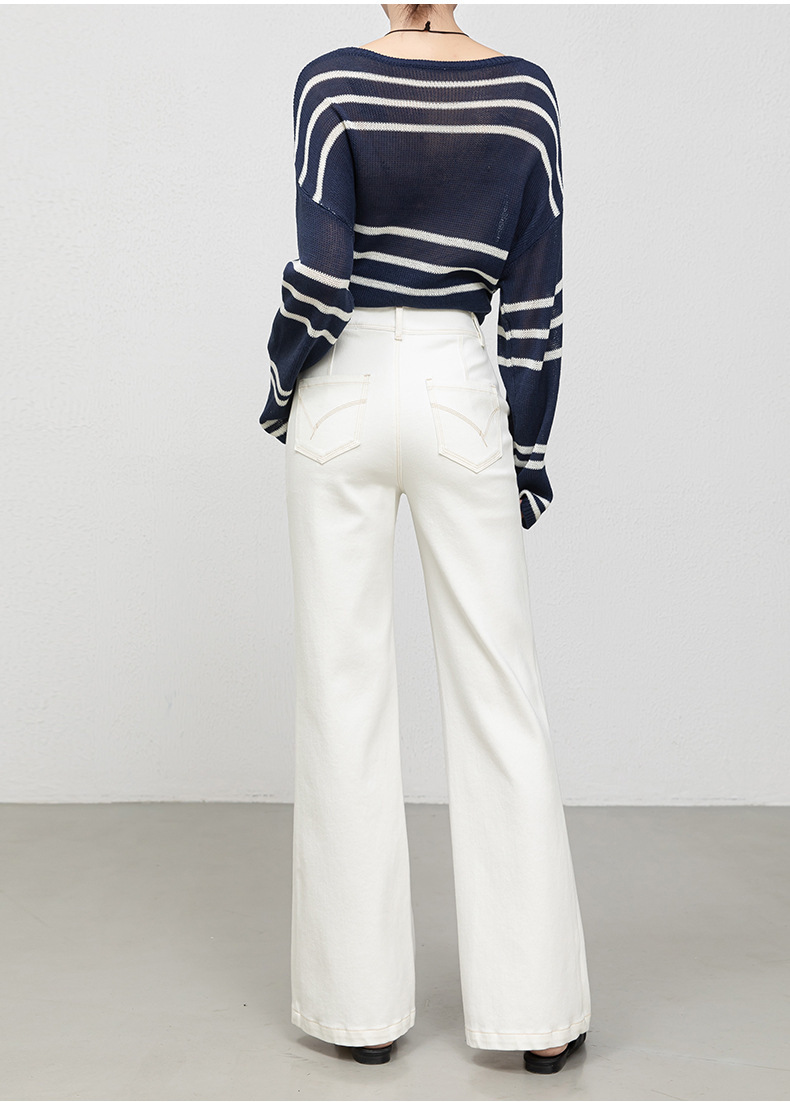 花千瓣高腰微喇牛仔裤女2025秋季新款四面弹宽松显瘦筒喇长裤8197详情20