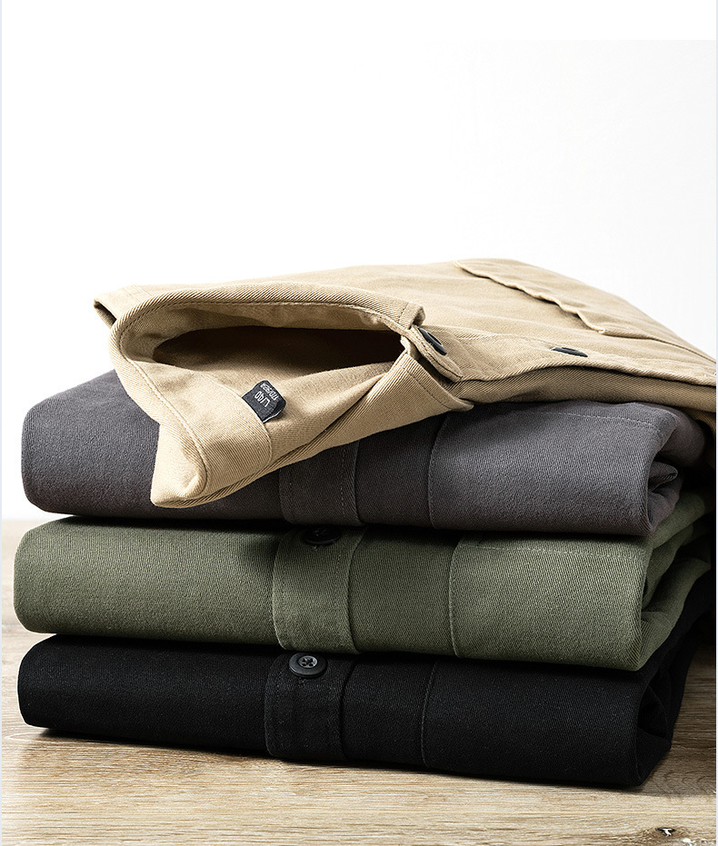 2024春季男士新款棉质衬衫休闲宽松纯色工装日系潮流ins长袖衬衣详情18