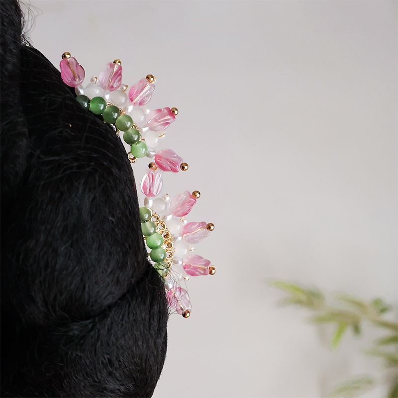 Tulip ancient-style high-end hairpin, summer simple small hairpin, daily updo hair accessory, ancient costume Hanfu hairpin accessory pic 1