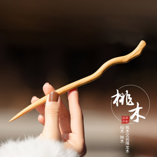 批发簪子古风高级感新中式 diy女现代木质盘发发钗纯手工桃木发簪详情15