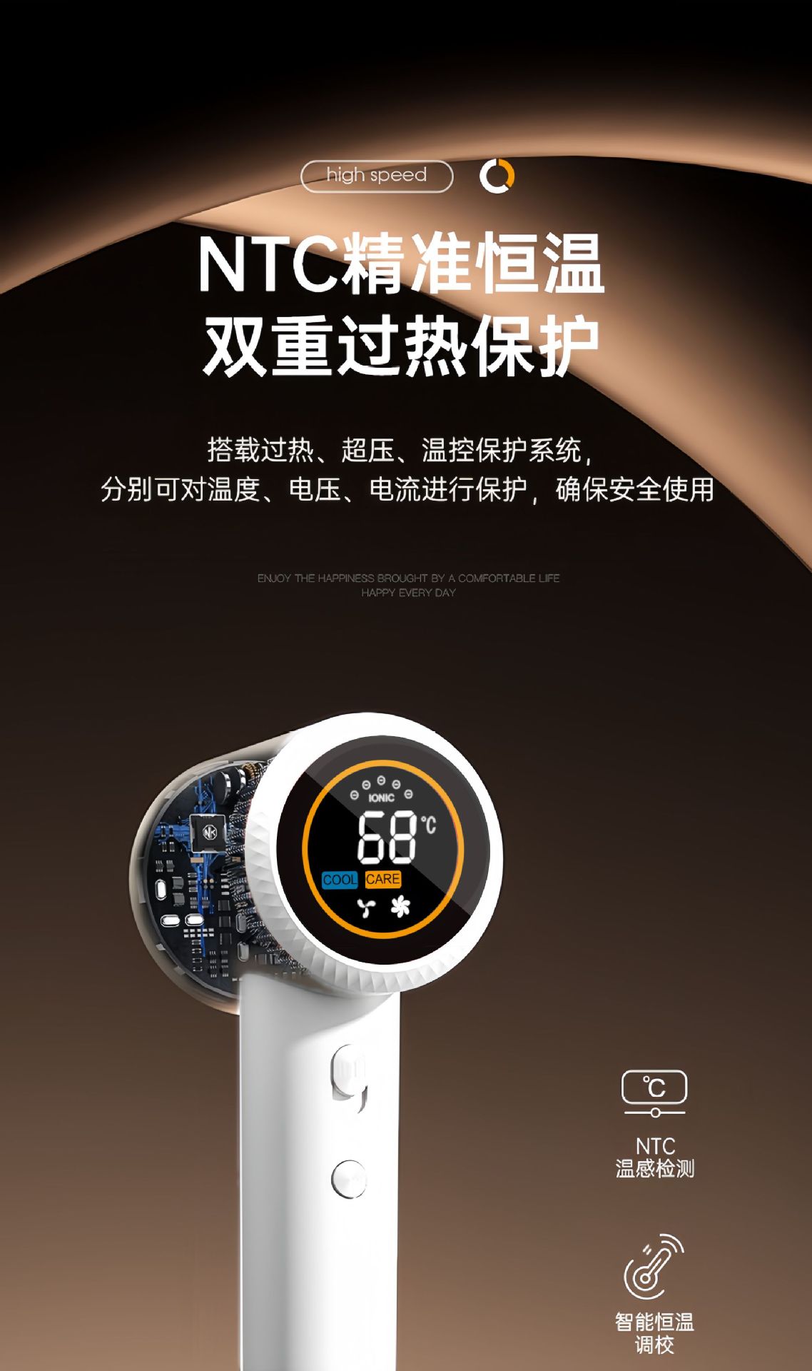 高速吹头发无叶吹风机家用负离子不伤发电吹风发廊理发店护发跨境详情18