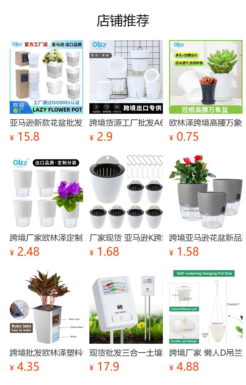 跨境工厂现货批发透明塑料懒人花盆双层简约自吸水棉绳亚马逊园艺详情10