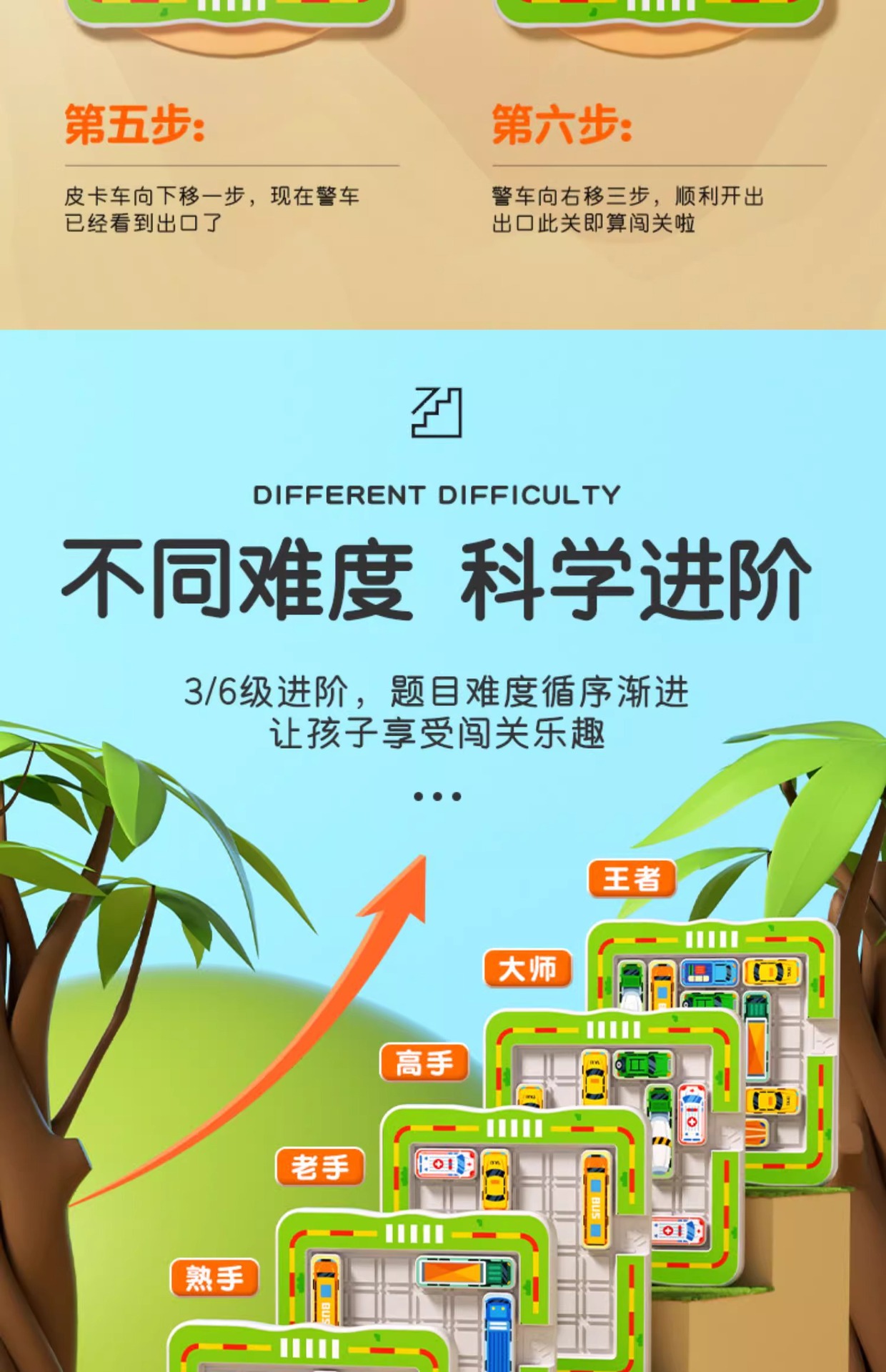 儿童移车出库汽车华容道思维训练幼儿园玩具赛车突围解题闯关详情8