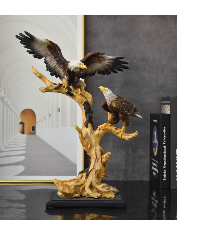 跨境美式白头鹰大鹏展翅树脂工艺品摆件办公室酒店高档老鹰装饰品详情7