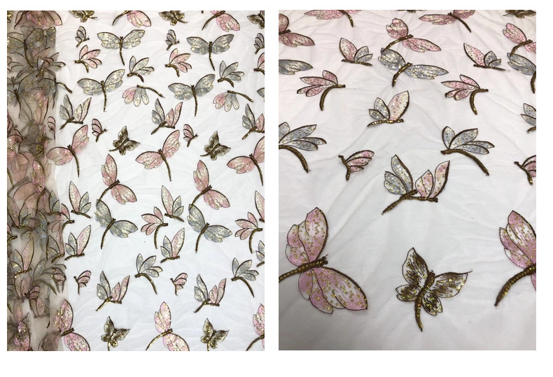 新品蝴蝶亮片婚纱面料女装连衣裙婚纱礼服窗帘晚礼服亮片详情13