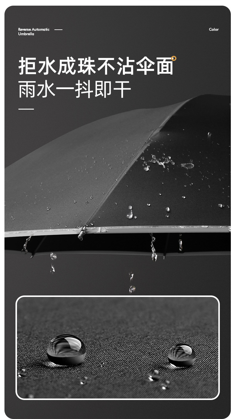 全自动三折节节收机械 包边反光条反向黑胶伞折叠雨伞 广告伞现货详情22