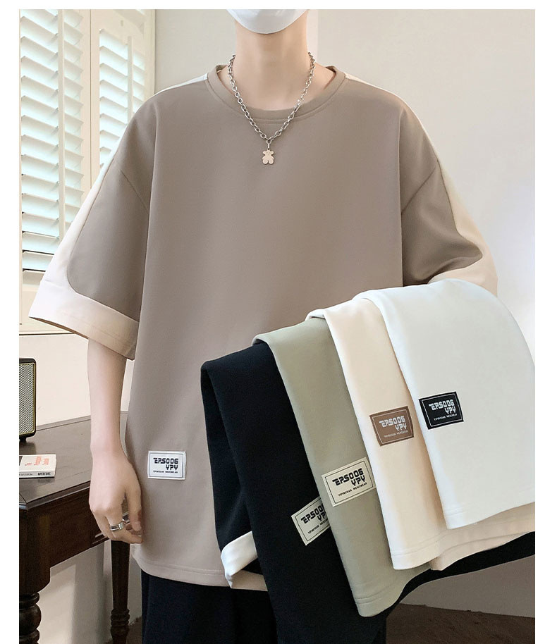 A large-sized short-sleeved T-shirt for men, a new summer 2024 half-sleeved base layer, is a trendy outfit for men on Instagram pic 17