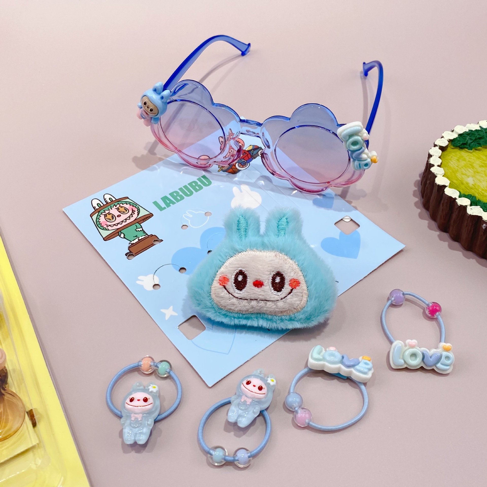 新款哒哒咘眼镜卡通皮筋发夹饰品套装可爱少女心装扮潮玩时尚精品详情13