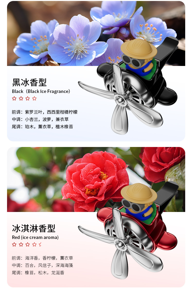 Factory direct sales of car aroma diffusers, small aircraft air conditioning outlets, fans, solid car decorations, cartoon and cute fragrances pic 11