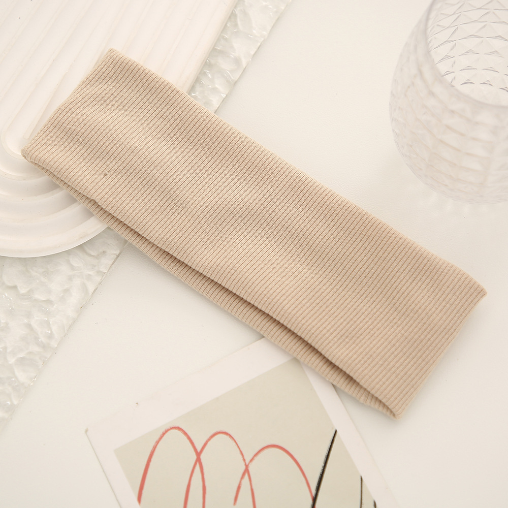 Cross-border solid-color hair band, women's outdoor sweat-absorbing sports headscarf, knitted high-elasticity wide-edge hair band, face wash hair band pic 6