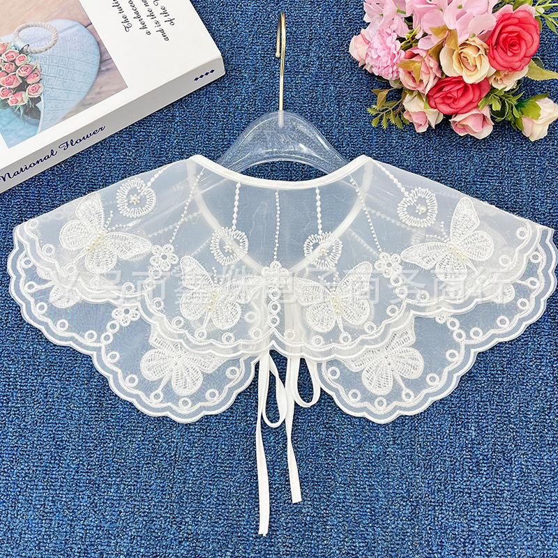 Embroidered butterfly transparent mesh collar clothing accessories pic 2