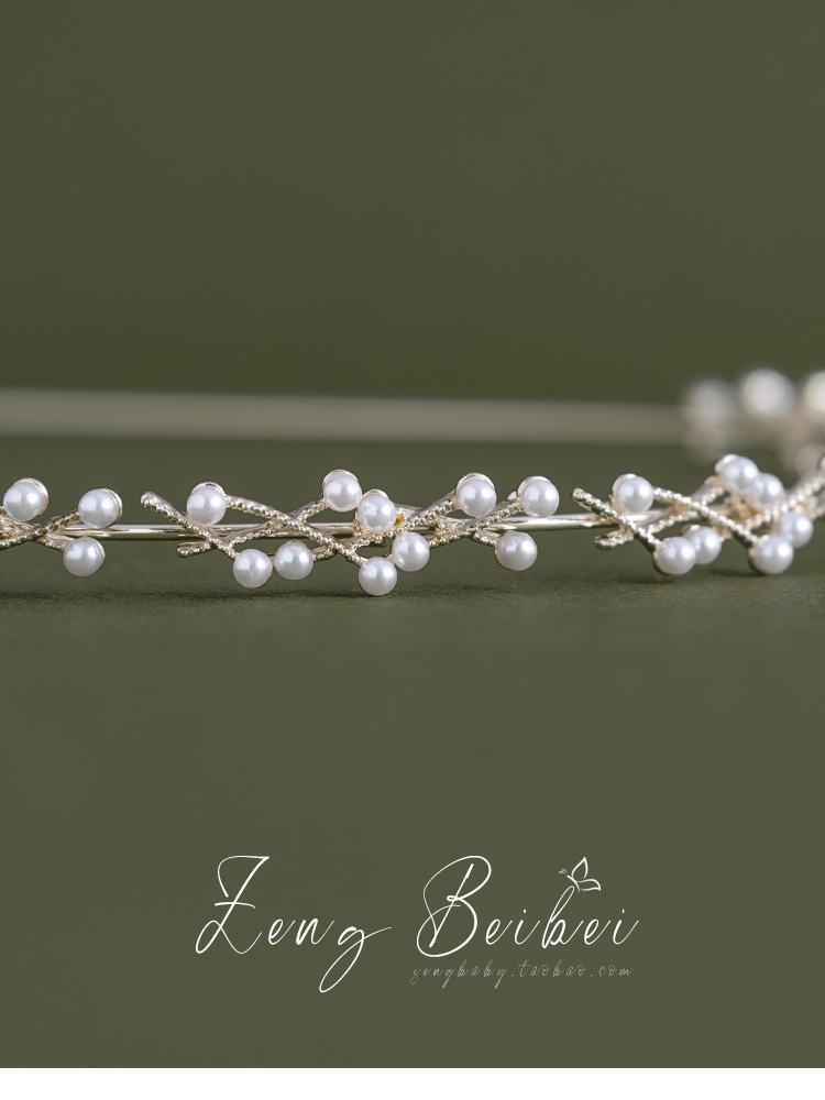 Gentle fairy pearl headband, forest-style all-in-one headband, simple and slim style for going out, super fairy hair clip pic 6