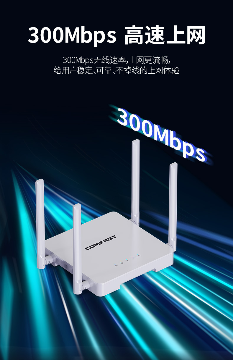 COMFAST CF-N1V2 300M wireless wall-penetrating King router with four antennas ensures stable network and strong signal for office rental properties pic 4