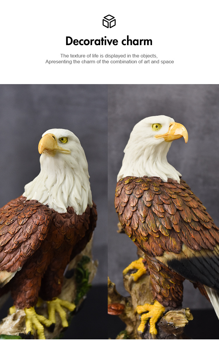 跨境美式白头鹰大鹏展翅树脂工艺品摆件办公室酒店高档老鹰装饰品详情1