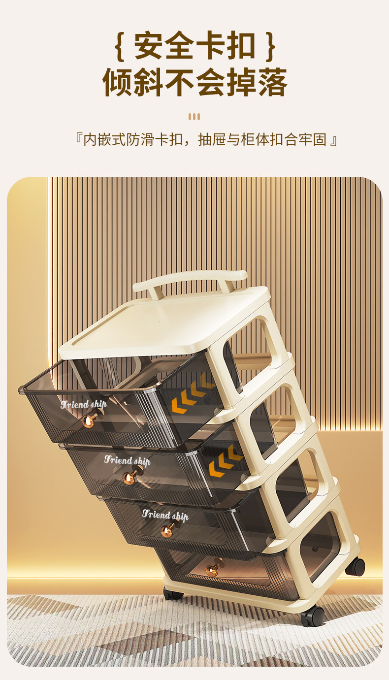 Drawer-type storage cabinet, multi-layer organizing cabinet, storage cabinet, home living room snack cabinet, trolley, storage rack, movable pic 10