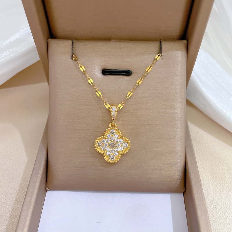 【钛钢】幸运项链女铜微镶真金电镀简洁Ins网红精致锁骨链脖链详情41