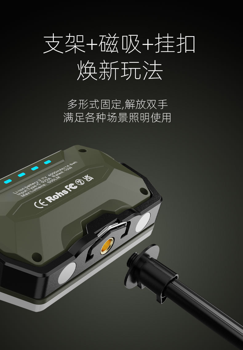 KXK-K3 USB заряжает широкотопографическую лампу для работы с магнитным поглощением с помощью магнитного освещения с помощью трехлучевой сигнализационной лампочки для палатки на открытом воздухе и фонаря для ночлега для зарядки фонарика pic 11
