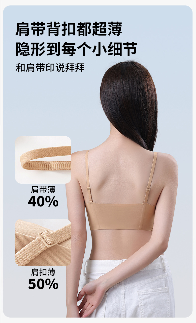 幸爆款无痕粉底液隐形内衣女薄款聚拢穿衣不透无钢圈支撑吊带文胸详情7