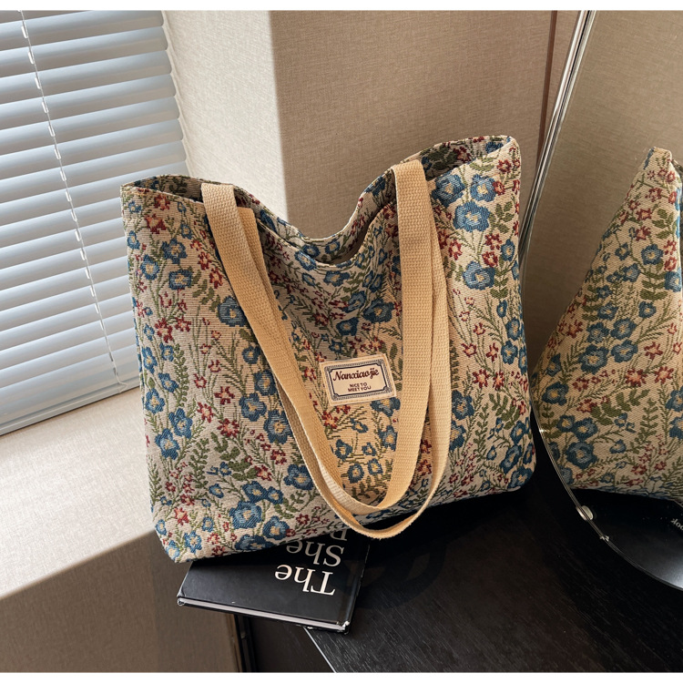 大容量帆布包包2024新款潮时尚百搭单肩手提袋子ins学生上课包女详情15