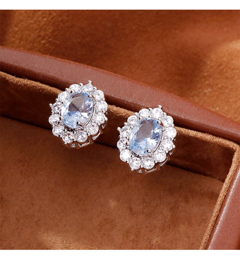 Hyacinth ligero extravagancia superflash oval azul claro zirconitas pendientes delicados pequeños pendientes de viento fragante 2025 tik yin boom earpieces pic 5