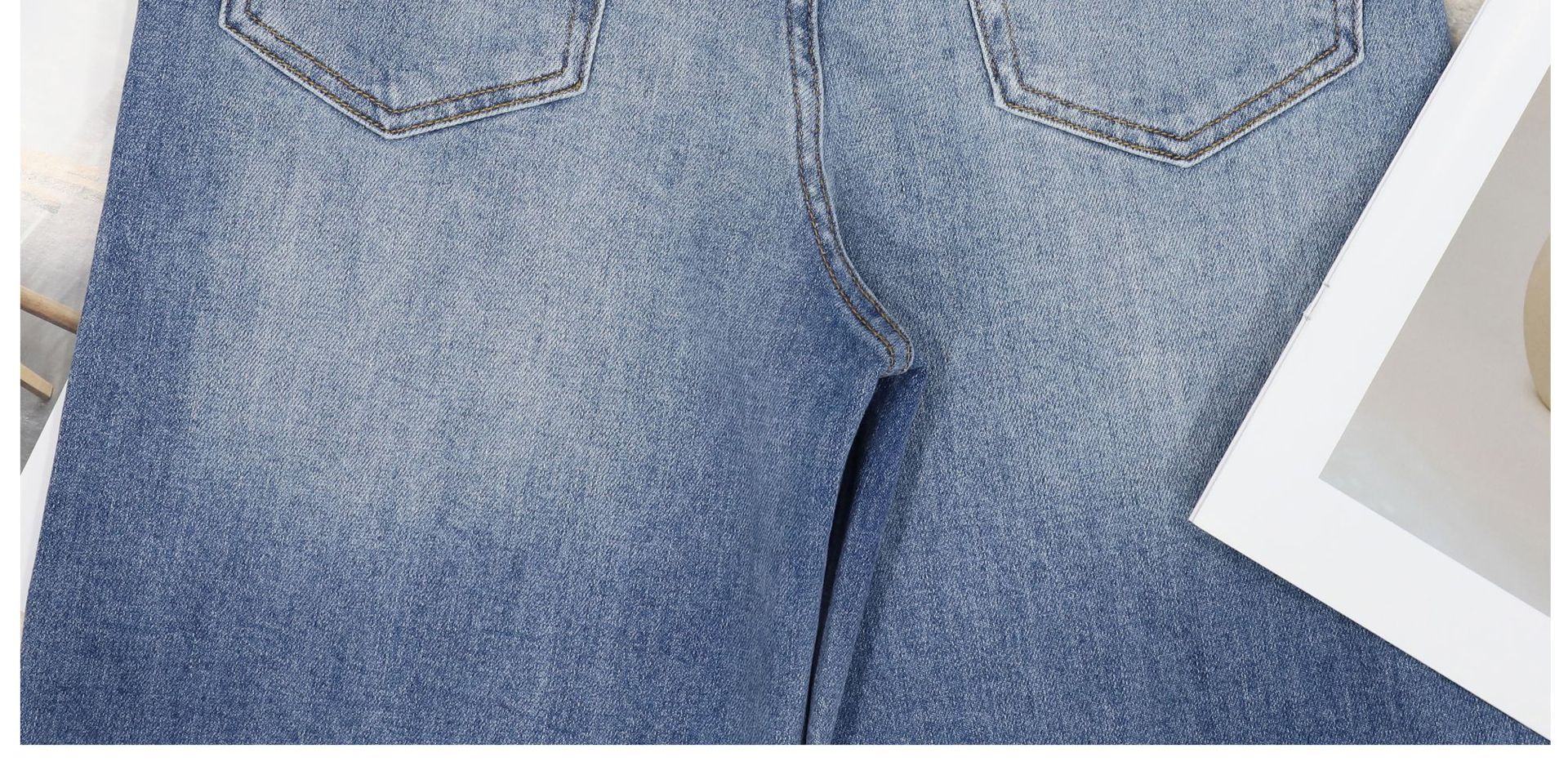 C brand straight-leg jeans for women, blue, versatile, fitted, high-waisted, flared nine-inch trousers for women 2026 early Spring pic 16