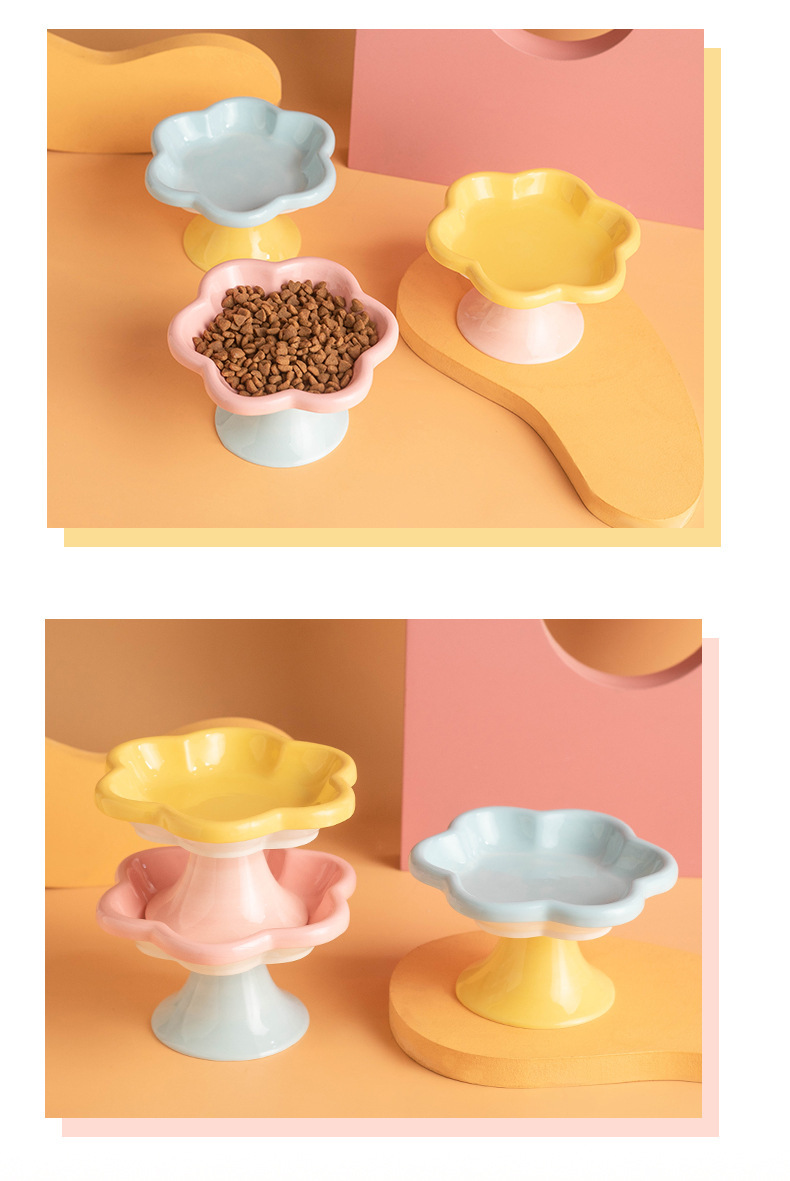 High-quality macaron-colored flower-shaped pet bowls, pet feeding bowls, dog supplies, pet automatic water dispensers, pet supplies, durable and easy to clean pic 4
