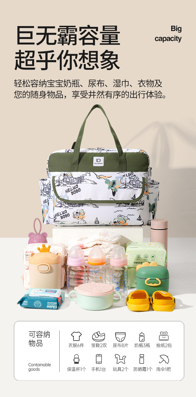 New waterproof large-capacity mom bag, multi-functional bottle storage bag, wear-resistant single-shoulder hand-carry bag for expectant mothers pic 2