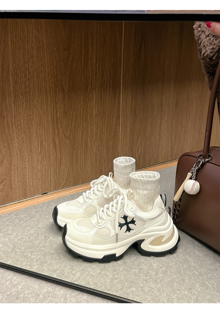 苏茵茵同款增高7.5cm~十字花厚底休闲运动鞋女厚底老爹鞋跑步鞋详情17