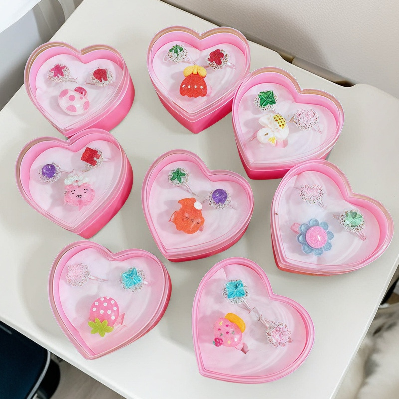 新品儿童戒指美人鱼造型一盒女童手饰套装小女孩装扮玩具戒指详情11