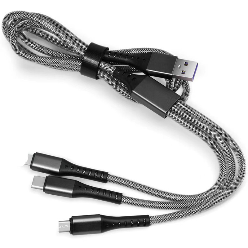 66W超级快充一拖三数据线手机快充三合一充电线6A渔网小礼品批发详情4