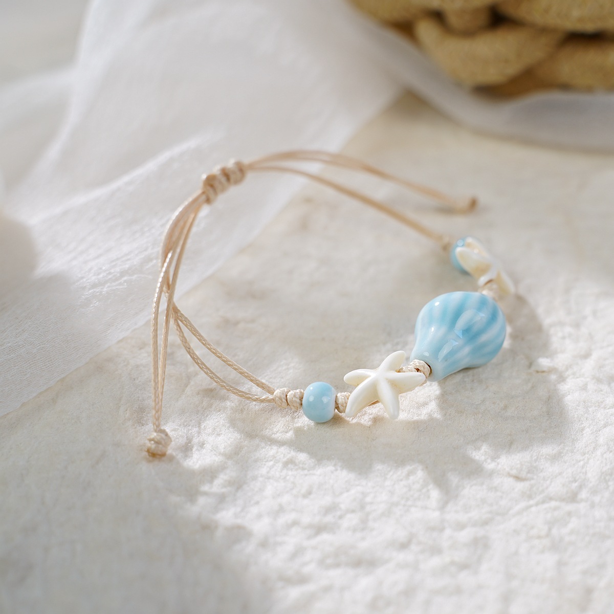 Origin source woven ceramic bracelet, niche design, high-end feel, sweet and feminine, versatile, artistic ocean shell bracelet pic 3