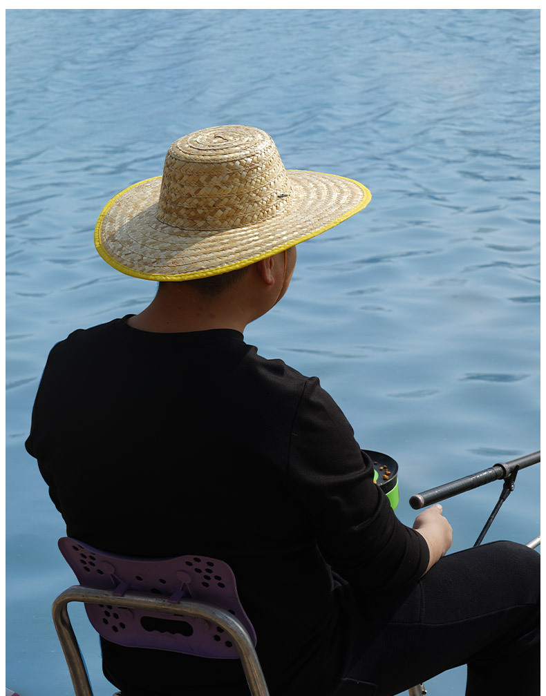 国潮草帽麦秆草编农民大草帽包边遮阳劳保草帽男女夏季大沿帽斗笠厂家详情8