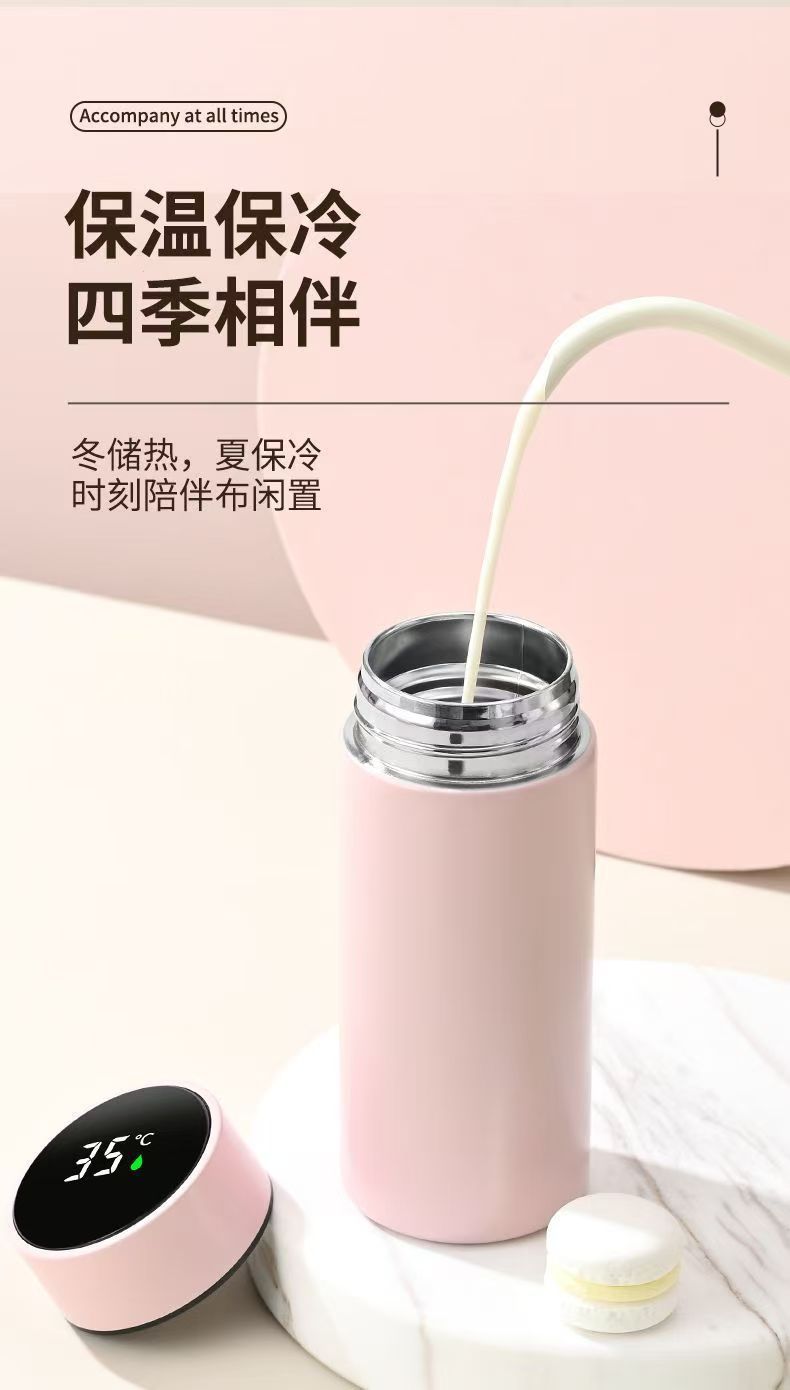定制高颜值迷你保温杯女士便携小巧水杯不锈钢真空数显口袋杯详情4