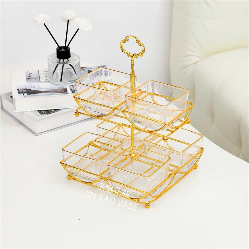 轻奢高颜值玻璃果盘商用水果拼盘家用创意分格干果盒小吃零食盘详情47