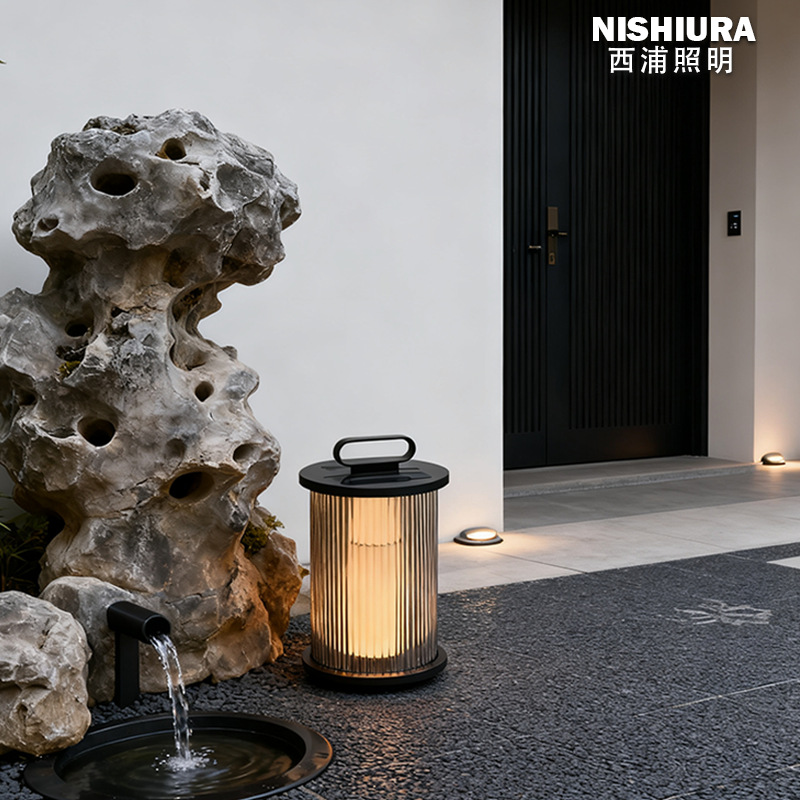 Cross-border ODM simple solar outdoor garden lamp, waterproof home garden villa decoration, wabi-sabi style lawn lamp pic 11