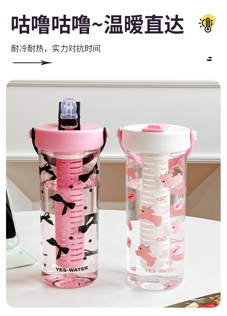 小清新Tritan塑料吸管杯女高颜值大容量带茶仓水杯夏天学生杯批发详情4