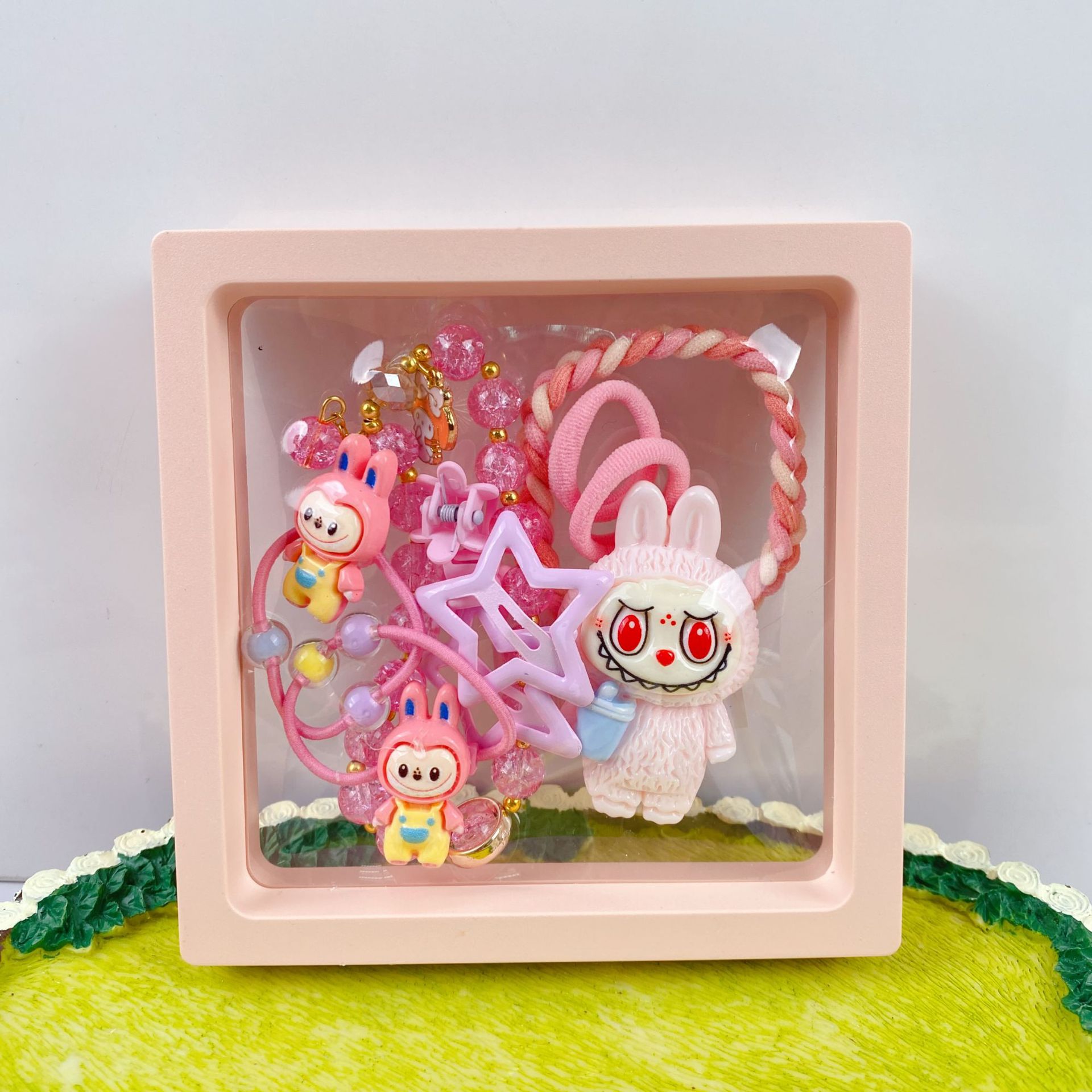 新款哒布布水晶手链卡通皮筋发夹饰品套装可爱少女心装扮时尚精品详情12