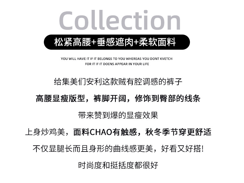 秋季窄版垂感阔腿裤2025宽松休闲冰丝运动裤黑白色裤子新款女详情2