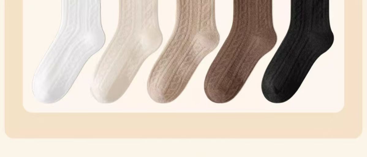 厚袜子女款秋冬麻花纹理中筒袜加厚袜冬季保暖毛圈保暖时尚纯色袜详情18