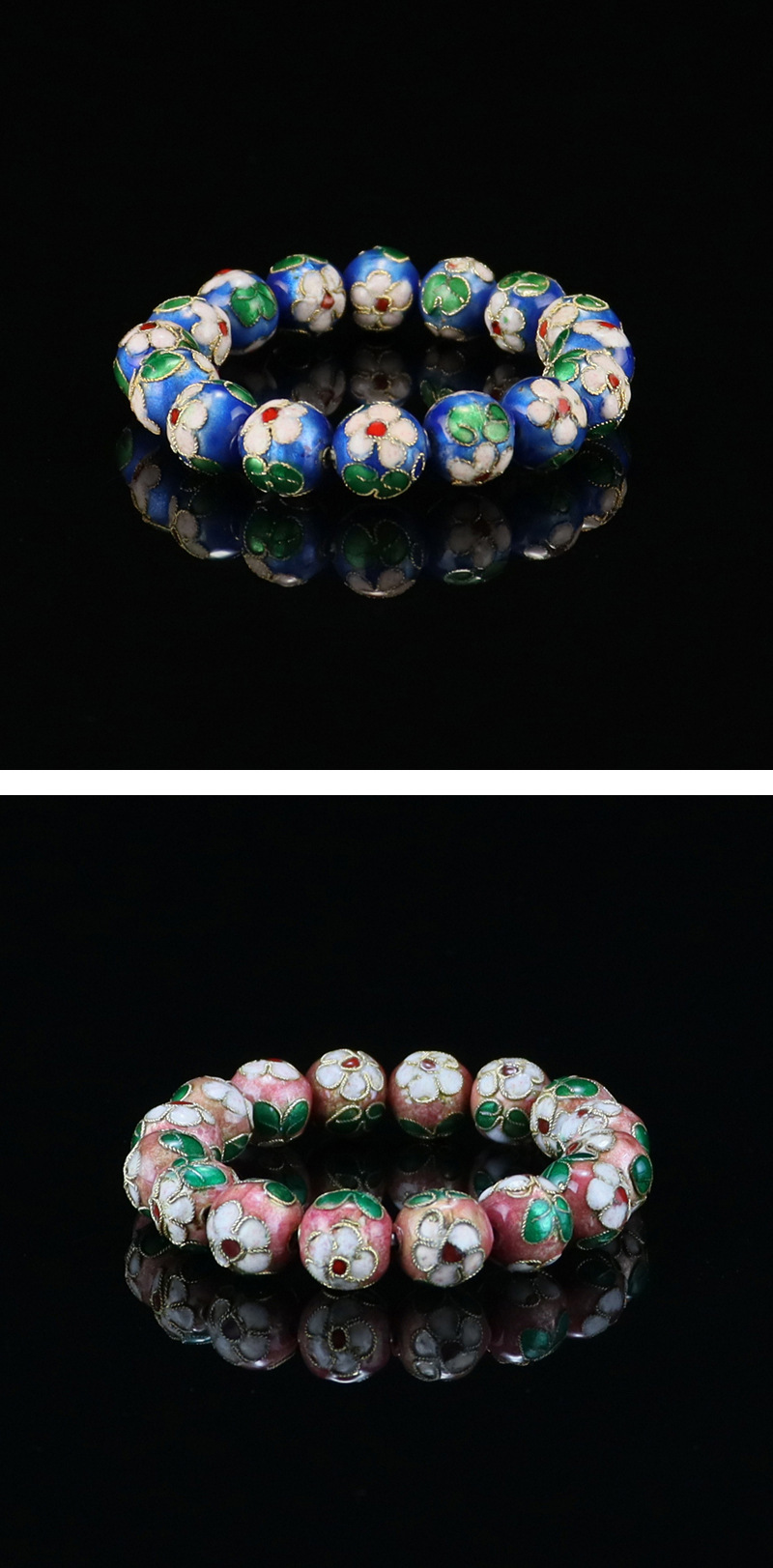 Beijing Cloisonne classical ethnic style jewelry, cloisonne enamel filigree silver blue round bead bracelet pic 40