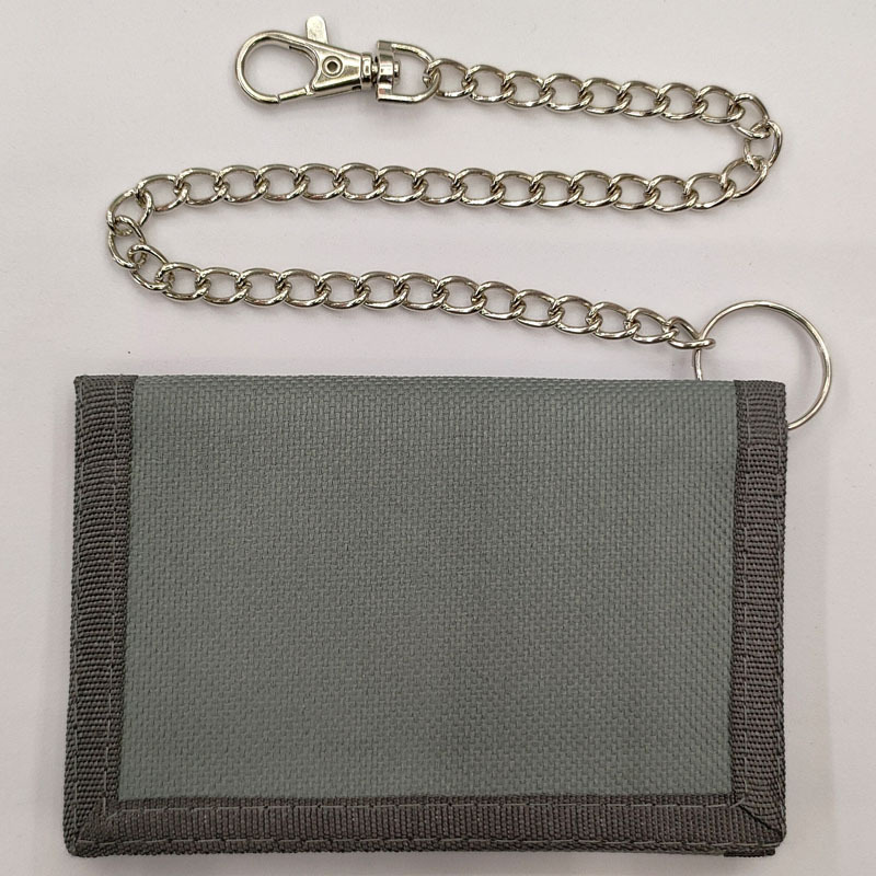 折叠防盗链条男士零钱包 跨境黑色三折小钱夹 拉链钥匙扣卡位钱袋详情6