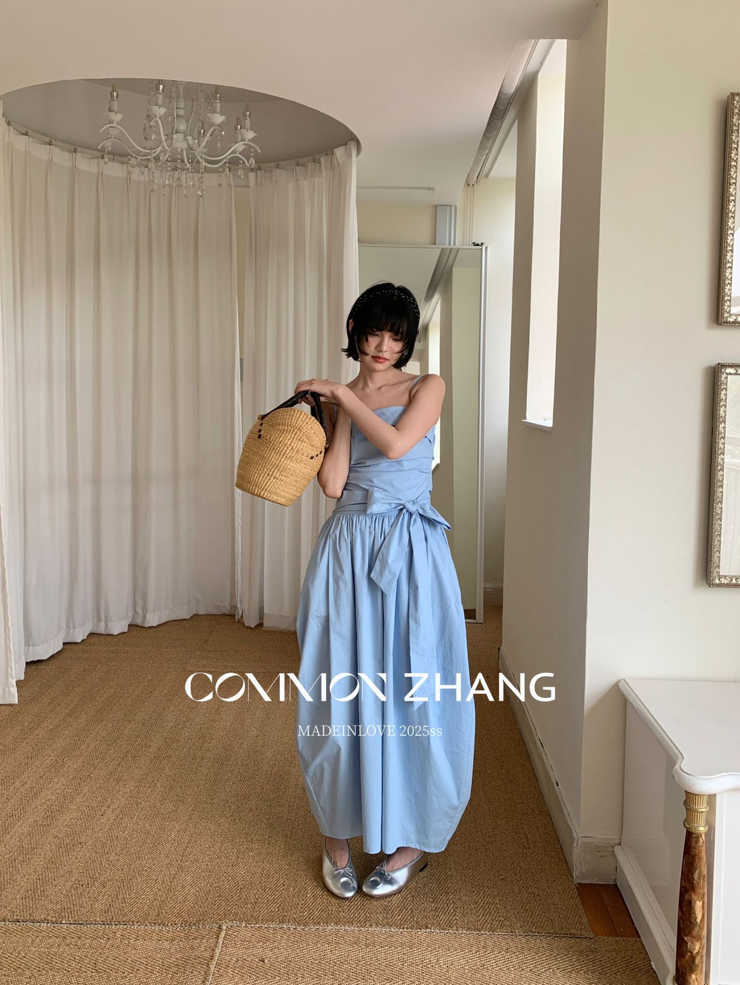 CZ ZHANG Summer Multi-color mint Mamba style lace-up waist-cinching and slimming halter flower bud dress for women B26925 pic 23