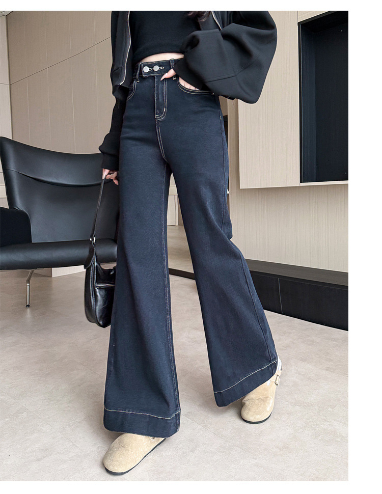 阔腿牛仔裤女春秋冬季2025年新款潮流显瘦宽松喇叭裤子女详情10