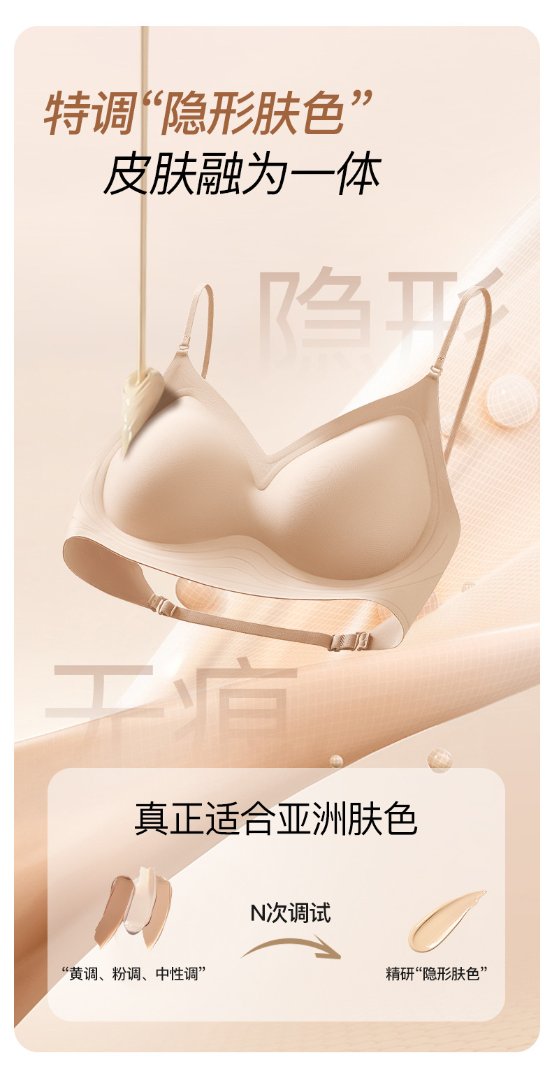 无痕粉底液隐形内衣女小胸聚拢大露背U型交叉挂脖美背吊带文胸罩详情2