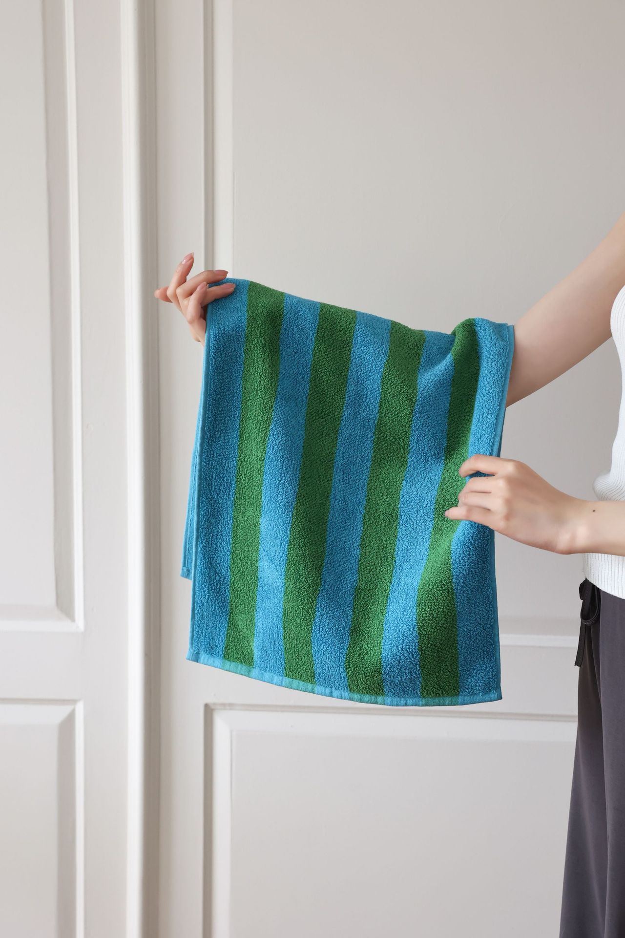 Sen fine striped retro style all-cotton towel, combed cotton Class A simple combed cotton towel, bathroom absorbent bath towel pic 16